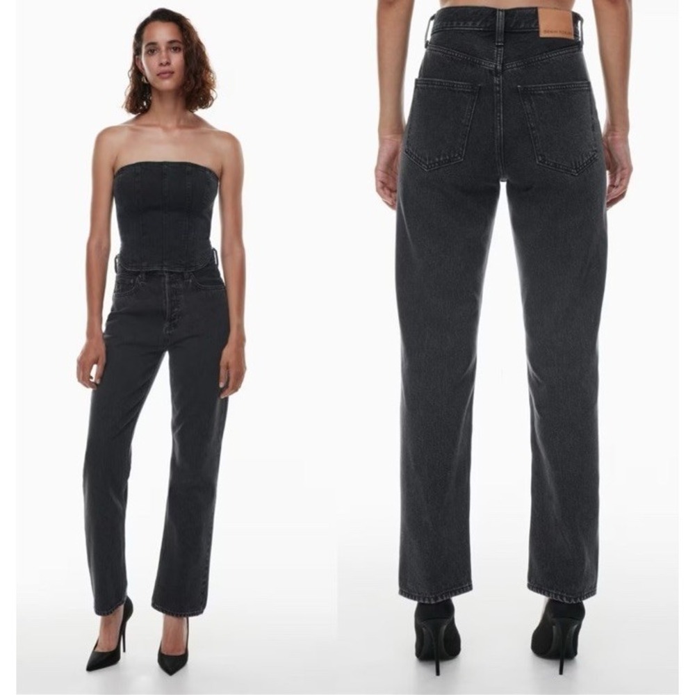 Aritzia Denim Forum The Joni High Rise Loose 32L Jeans Size 27 Black Wash